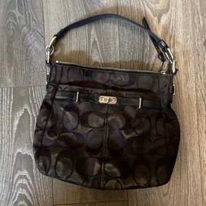 Coach Signature Black and Brown Shoulder Bag